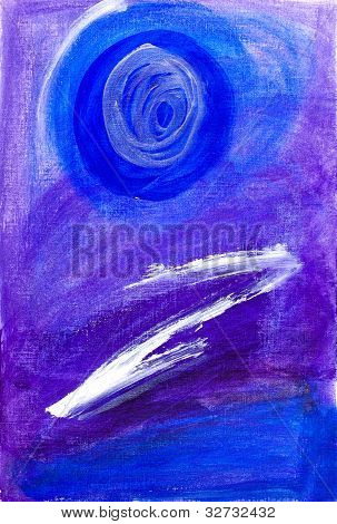 Pittura astratta in blu e viola