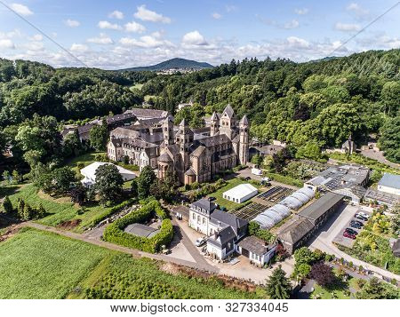 Aerial View The Famous Abbey Maria Laach In Rhineland-palatinate, Germany