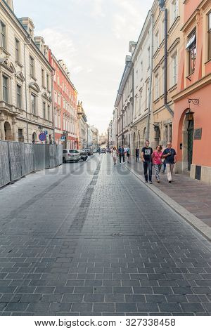 Krakow, Poland - July 27, 2019: Swietego Jana Street In Old Town Of Krakow.