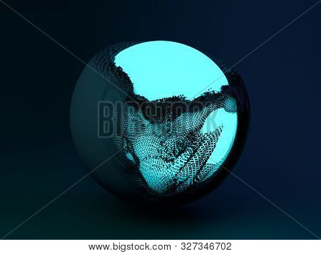 Abstract Background With Sphere And Glowing Core. 3d Renering