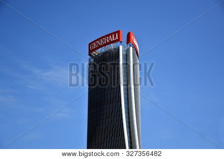 Milano, Italy, 14.07.2019: Skyscraper Zaha Hadid - Generali Tower The Twisted One, Lo Storto, Headqu