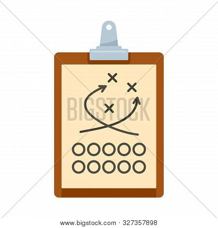 American Football Tactical Clipboard Icon. Flat Illustration Of American Football Tactical Clipboard
