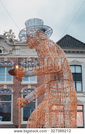 Deventer, Netherlands - December 15, 2018:  The Figure Scrooge From Christmas Carol By Charles Dicke