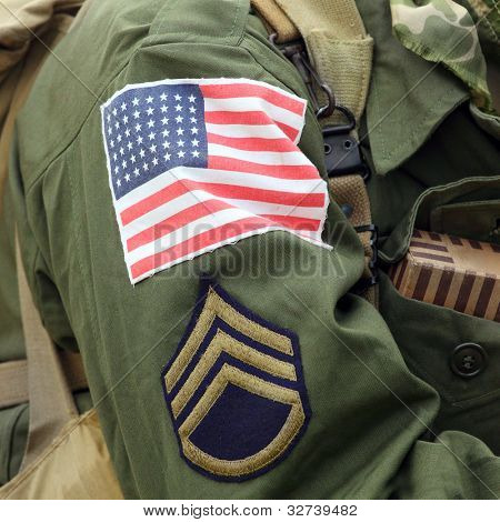 Vlajka patch na americký voják (rotmistr) uniformu.