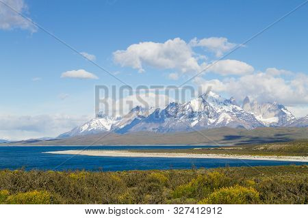 Sarmiento Lake View, Torres Del Paine National Park, Chile. Chilean Patagonia Landscape