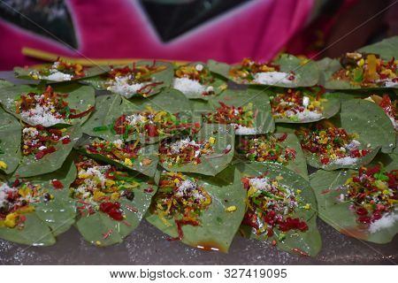 Banarasi Pan, Betel Nut Garnished With All Indian Banarasi Ingredients For Sale (selective Focus)