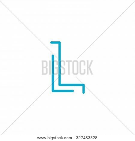 Linear Geometric Outline Alphabet Letter L, Simple Logo Design, Blue Graphic Element For Typography 