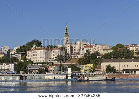 Belgrade, Serbia - August 12, 2019: Panorama Fron Sava River To Old Town (stari Grad) Of City Of Bel