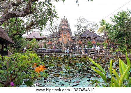 Ubud, Bali, Indonesia - August 6th Of 2019: Main View Of Pura Taman Saraswati, The 