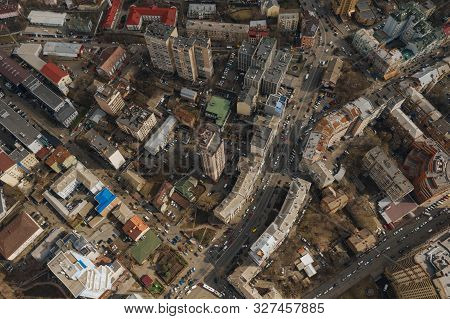 Kiev In Urkaine Drone Photo Of City Center And Sleeping Areas