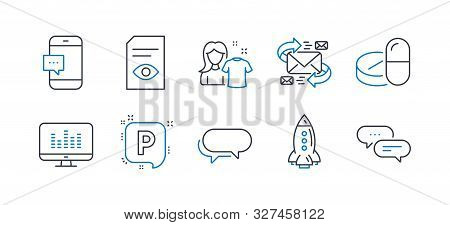 Set Of Business Icons, Such As View Document, Smartphone Message, E-mail, Parking, Music Making, Cle