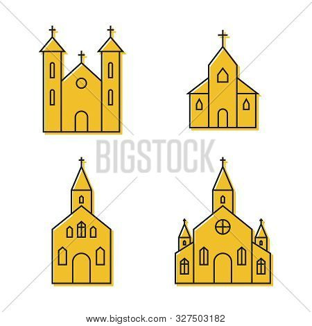 Vector Set Of Icons To The Church On A White Background