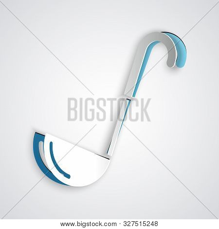 Paper Cut Kitchen Ladle Icon Isolated On Grey Background. Cooking Utensil. Cutlery Spoon Sign. Paper