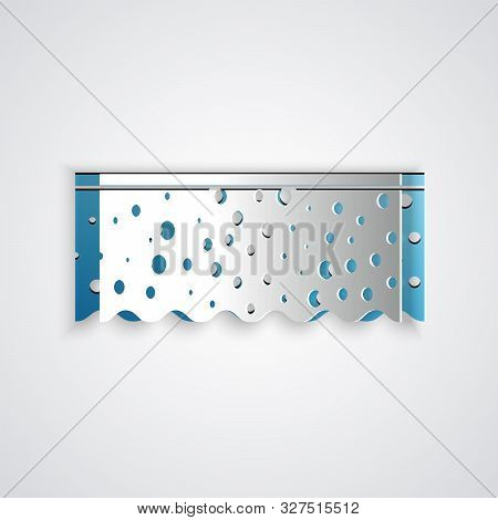 Paper Cut Sponge With Bubbles Icon Isolated On Grey Background. Wisp Of Bast For Washing Dishes. Cle
