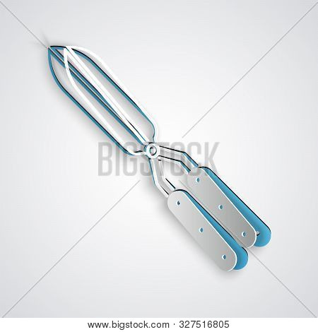 Paper Cut Gardening Handmade Scissors For Trimming Icon Isolated On Grey Background. Pruning Shears 