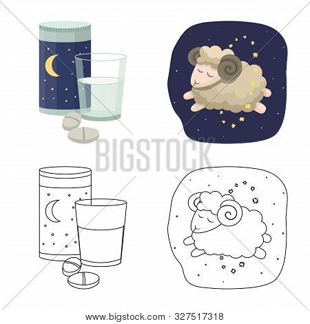 Isolated Object Of Dreams And Night Icon. Set Of Dreams And Bedroom Vector Icon For Stock.