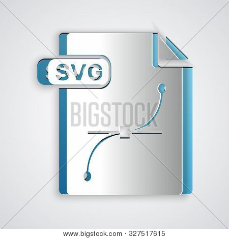 Paper Cut Svg File Document. Download Svg Button Icon Isolated On Grey Background. Svg File Symbol. 