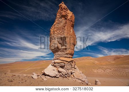Stone Formation Of Pacana Monk In Atacama Desert