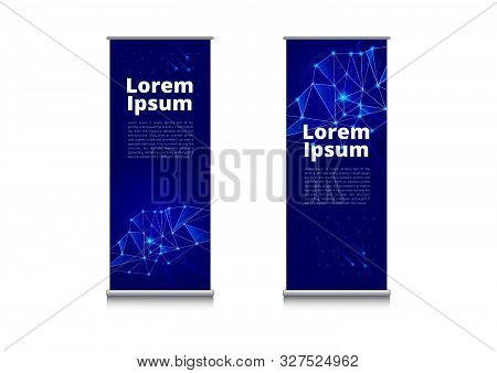 Roll Up  Dark Blue Night Star Design Banner Vector Illustration