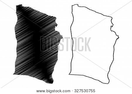 Derna District (districts Of Libya, State Of Libya, Cyrenaica) Map Vector Illustration, Scribble Ske