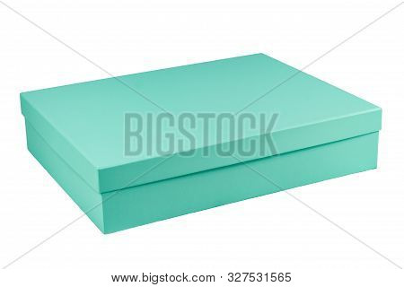 Turquoise Rectangular Gift Box Isolated On White Background