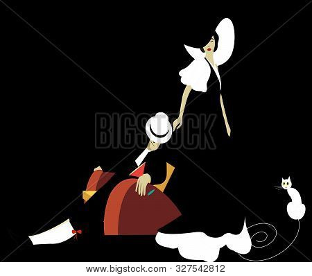 Illustration Of An Elegant Couple On Black