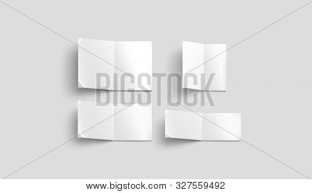Blank White Opened Magazine Mock Up Set, Different Types, 3d Rendering. Empty Paper Log Mockup, Top 