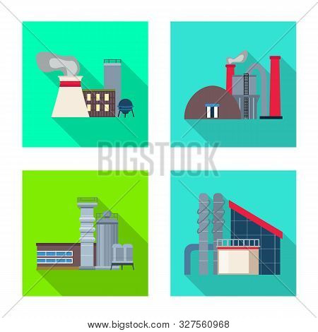 Vector Illustration Of Industry And Plant Icon. Set Of Industry And Technology Stock Symbol For Web.