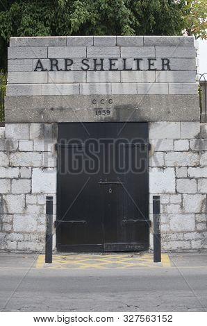 Gibraltar, Uk - July 27th 2019: 1939 British Air Raid Shelter In  Gibraltar. Western Seaboar. Britis