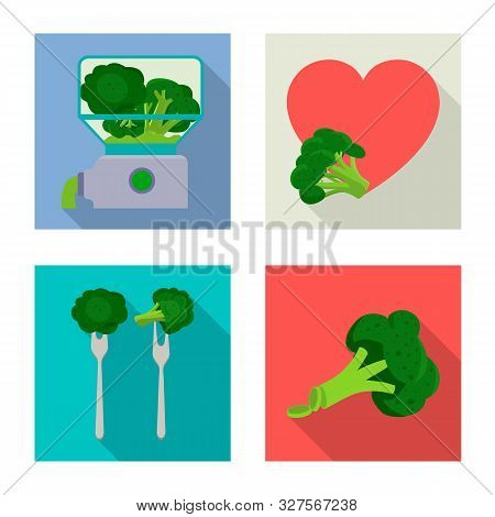Vector Illustration Of Eating And Diet Sign. Set Of Eating And Vegetarian Vector Icon For Stock.