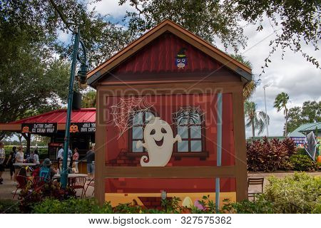 Orlando, Florida. September 21, 2019. Halloween Decorations At Seaworld 142
