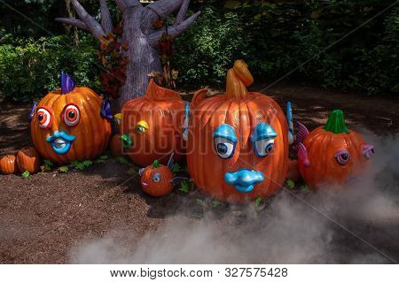Orlando, Florida. September 21, 2019. Halloween Decorations At Seaworld 104