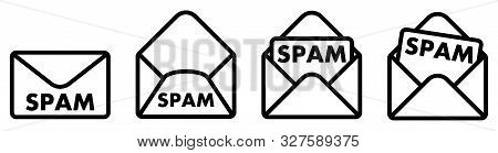 Spam Mail Icon. Envelope Symbol With Word Spam On It.