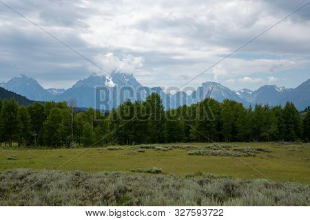 Grand Teton Mountain Range From A Viewpoint