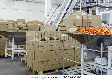 Perm, Russia - October 08, 2019: Packaging Workshop Of The Permskaya Confectionery Factory With Prep
