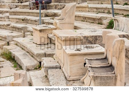 Detail Of The Seating At The Theatre Of Dionysus Eleuthereus The Major Theatre In Athens And Conside