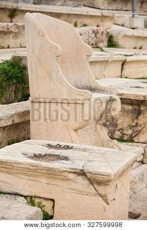 Detail Of The Seating At The Theatre Of Dionysus Eleuthereus The Major Theatre In Athens And Conside