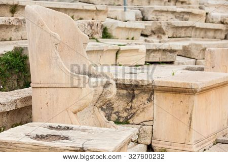 Detail Of The Seating At The Theatre Of Dionysus Eleuthereus The Major Theatre In Athens And Conside