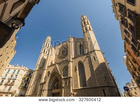 Santa Maria Del Mar (1383) Is An Imposing Church In The Ribera District Of Barcelona, Spain