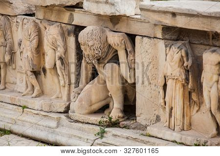 Detail Of The Reliefs Which Decorete The Theatre Of Dionysus Eleuthereus The Major Theatre In Athens