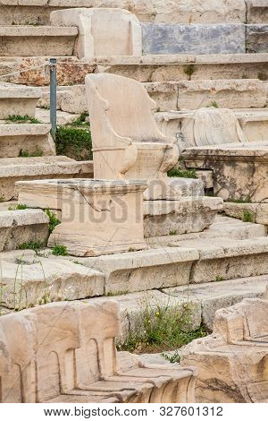 Detail Of The Seating At The Theatre Of Dionysus Eleuthereus The Major Theatre In Athens And Conside