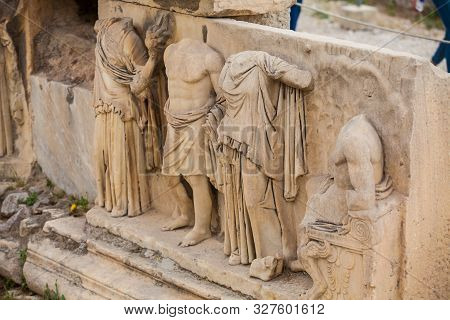Detail Of The Reliefs Which Decorete The Theatre Of Dionysus Eleuthereus The Major Theatre In Athens