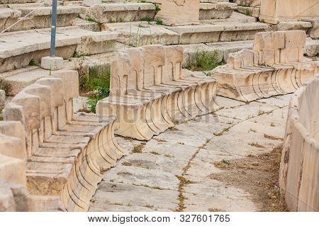 Detail Of The Seating At The Theatre Of Dionysus Eleuthereus The Major Theatre In Athens And Conside