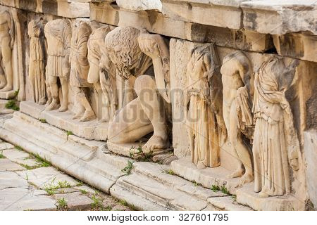 Detail Of The Reliefs Which Decorete The Theatre Of Dionysus Eleuthereus The Major Theatre In Athens