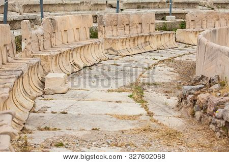 Detail Of The Seating At The Theatre Of Dionysus Eleuthereus The Major Theatre In Athens And Conside
