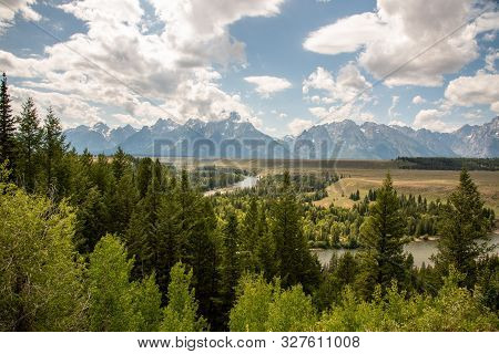 Grand Teton Mountain Range From A Viewpoint