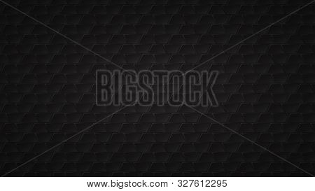 Abstract Dark Background Of Black Trapezium Tiles With Gray Gaps Between Them