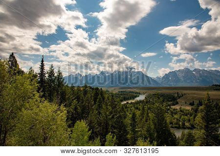 Grand Teton Mountain Range From A Viewpoint
