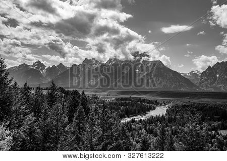 Grand Teton Mountain Range From A Viewpoint