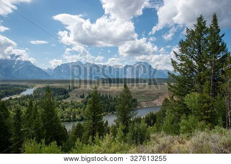 Grand Teton Mountain Range From A Viewpoint